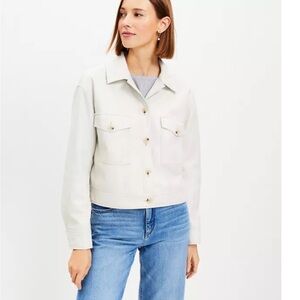 Women's Cream Faux Leather Jacket - Never Worn.